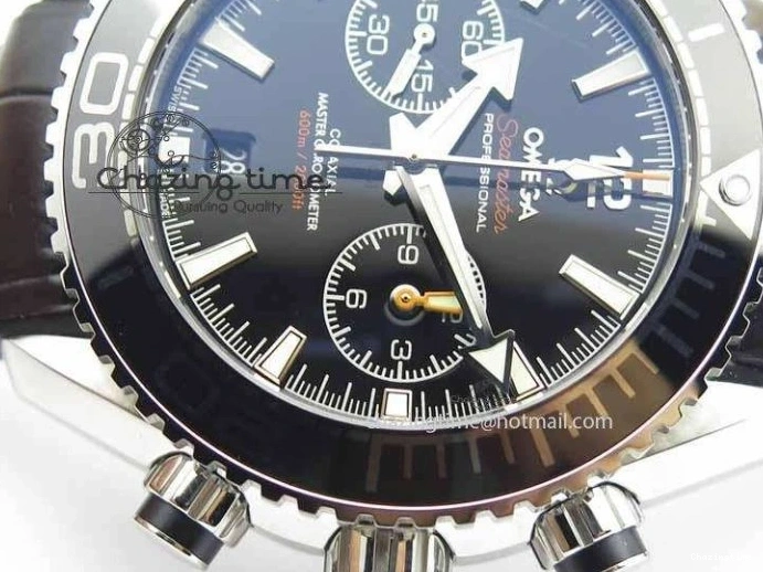 0217 Tailored Planet Ocean Master Chronometer SS OM 1:1 Best Edition Black Dial On Leather Strap A 8173